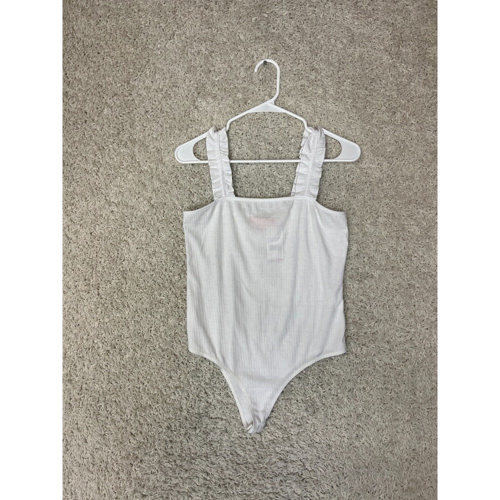 Simply Southern Bodysuit Womens Large White Sleeveless Basic Ruffle NWT